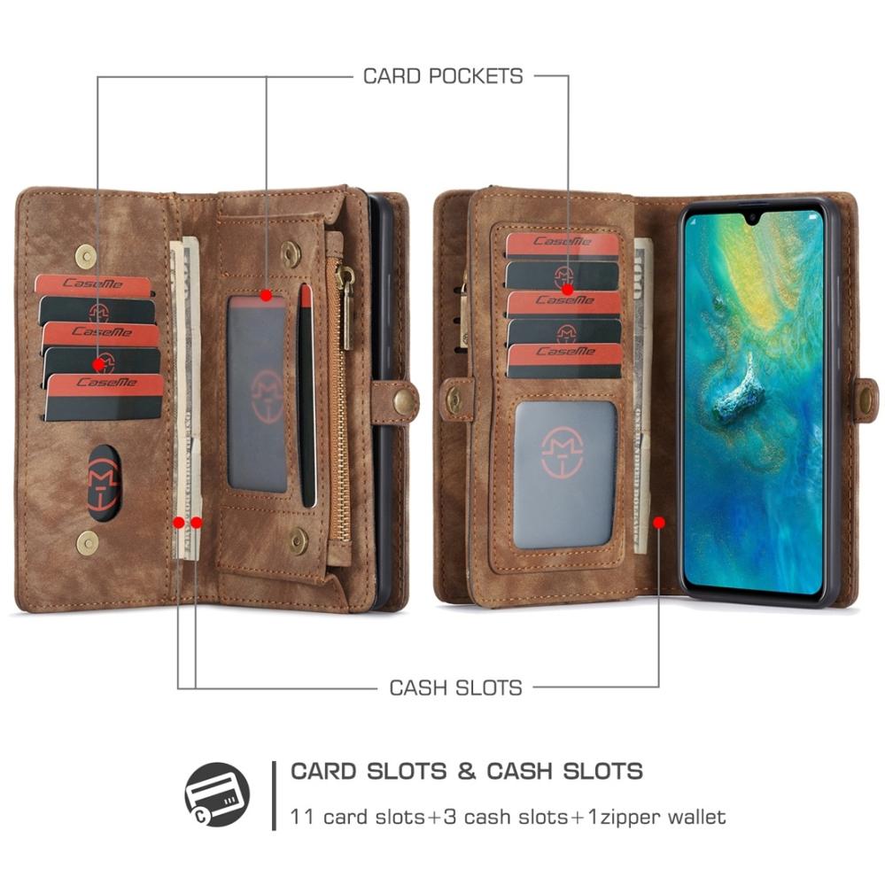 CaseMe Plånboksfodral med magnetskal för Huawei Mate 20 Brun