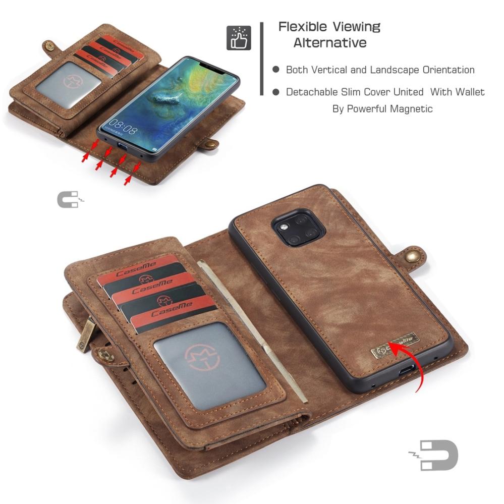 CaseMe Plånboksfodral med magnetskal för Huawei Mate 20 Pro Brun