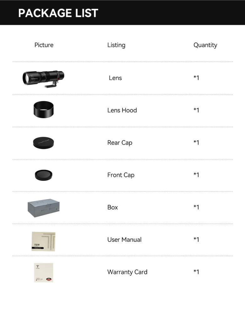  TTArtisan 500mm f/6,3 för Fujifilm X (Fullformat) från Kamda – snabb leverans och trygg e-handel
