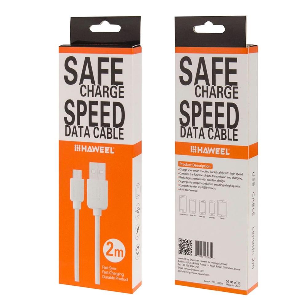 Haweel USB-kabel vit till Micro USB
