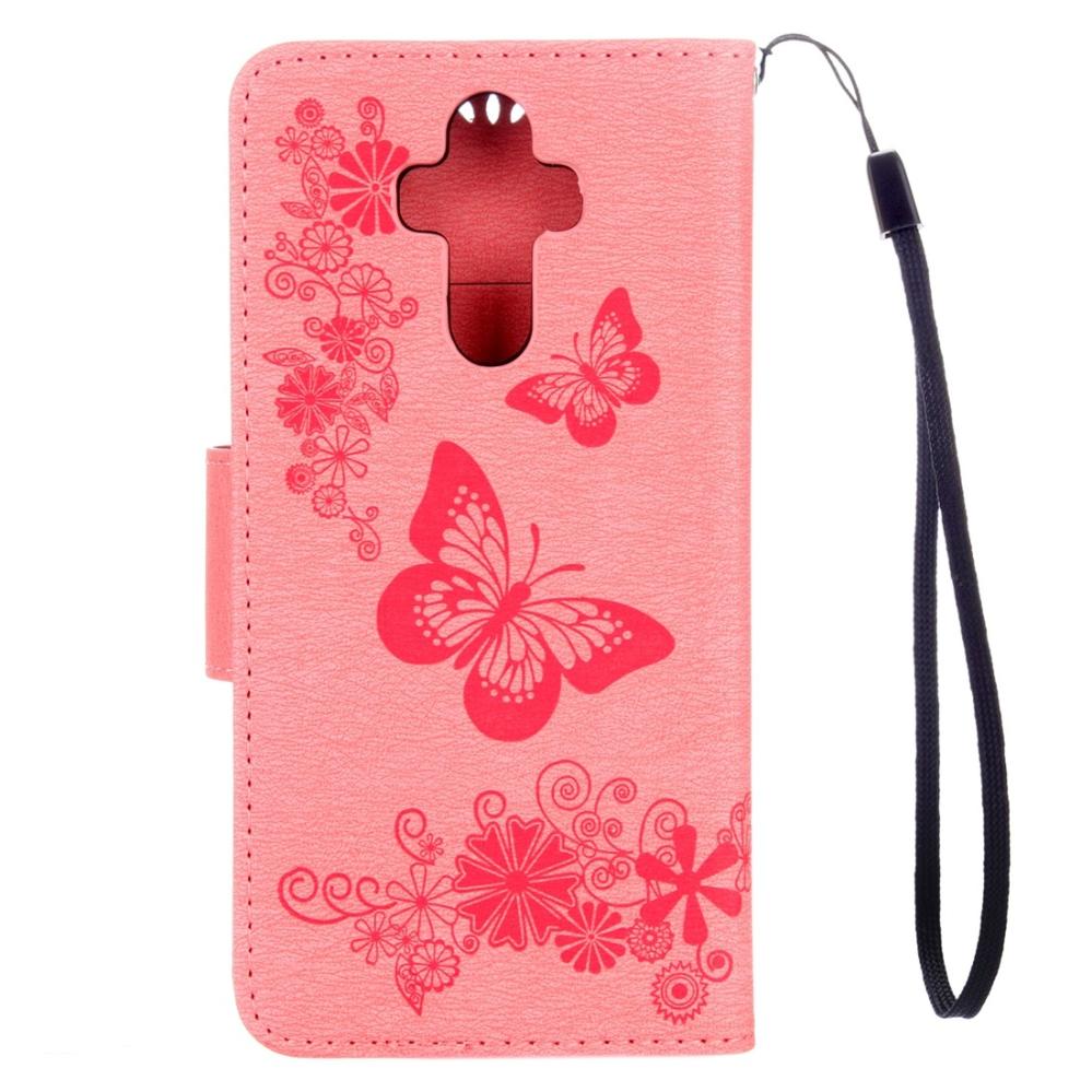 Plånboksfodral för Huawei Mate 9 - Rosa med fjärilar