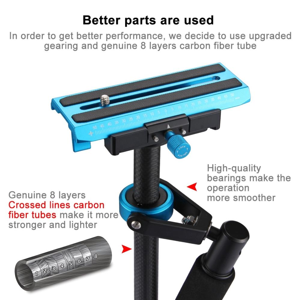 Puluz Handhållen kolfiber stabilisator för DSLR/DV-kameror (38.5-61cm)