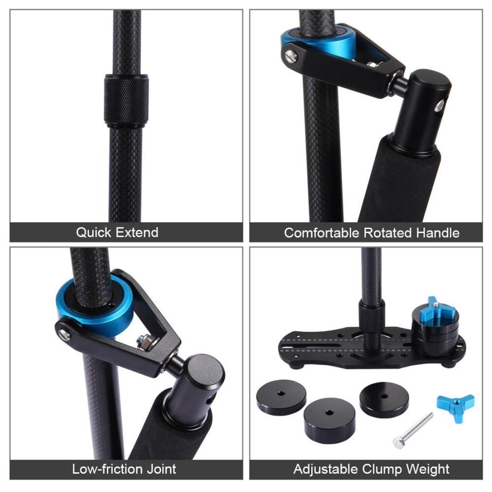 Puluz Handhållen kolfiber stabilisator för DSLR/DV-kameror (38.5-61cm)