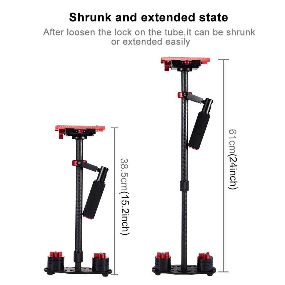 Puluz Handhållen kolfiber stabilisator för DSLR/DV-kameror (38.5-61cm)