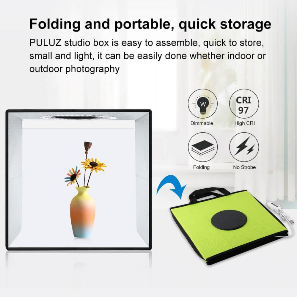 Puluz Ljustältbox med lysdiodsslinga 97CRI 30x30x30cm 6st bakgrunder