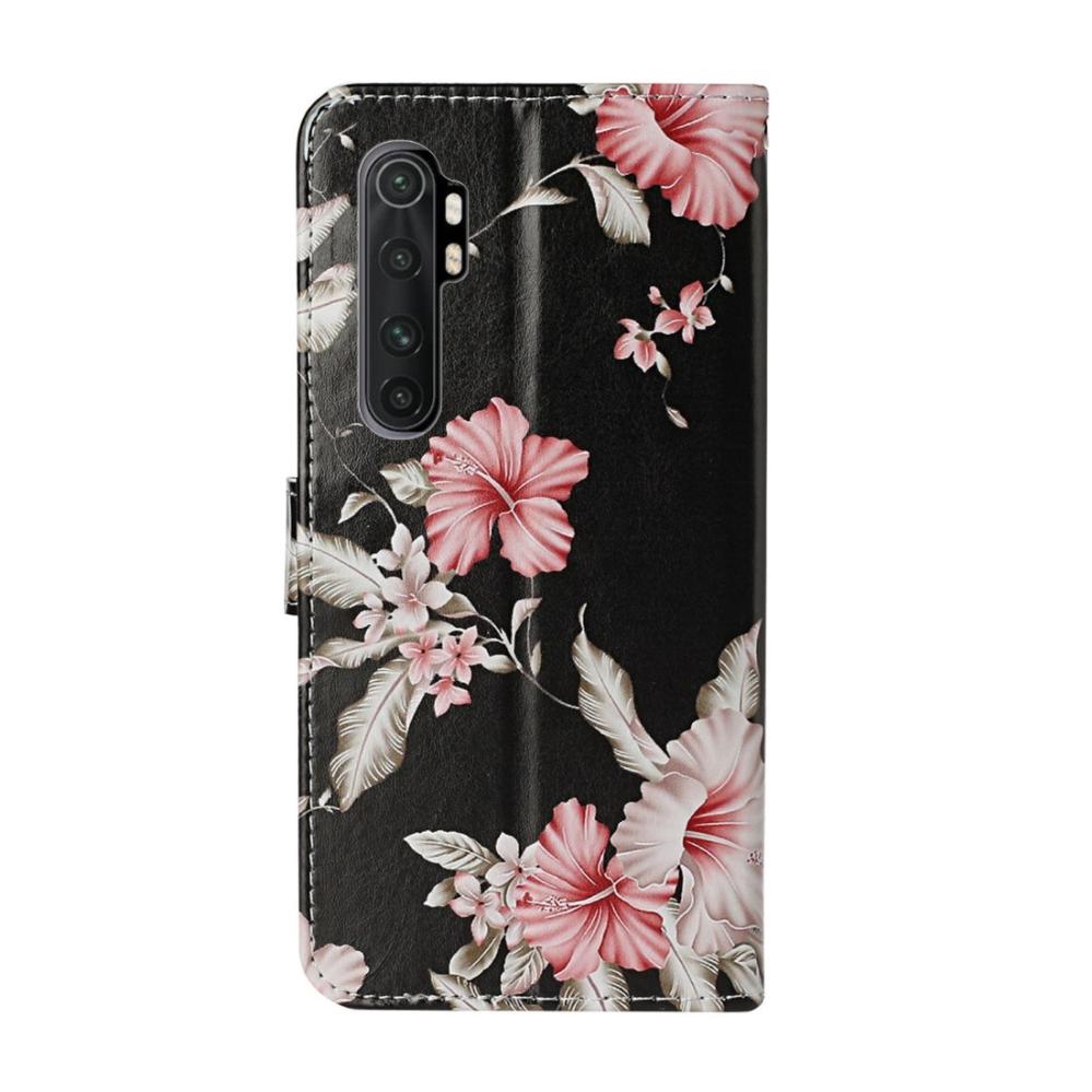 Plånboksfodral för Xiaomi Mi Note 10 Lite - Svart med rosa blommor