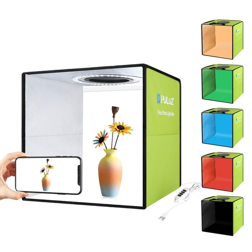 Puluz Ljustältbox med lysdiodsslinga 97CRI 30x30x30cm 6st bakgrunder