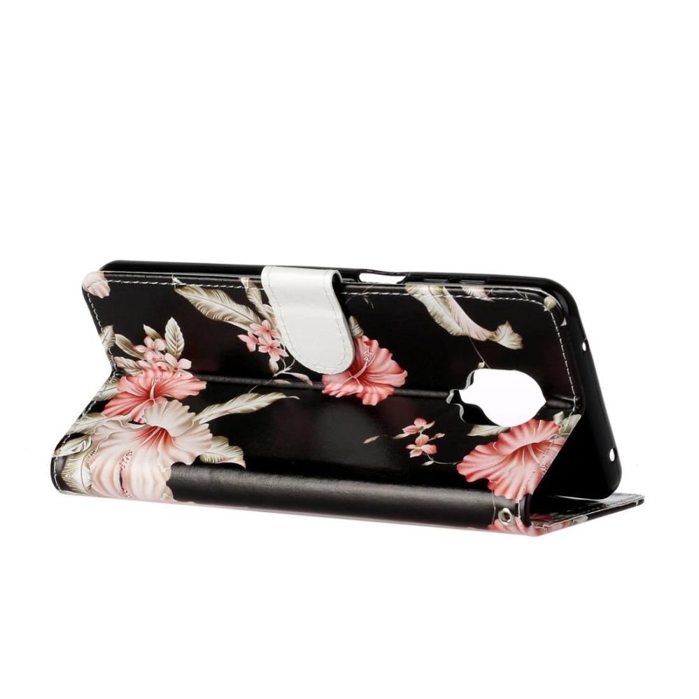 Plånboksfodral för Xiaomi Redmi Note 9 Pro - Svart med rosa blommor