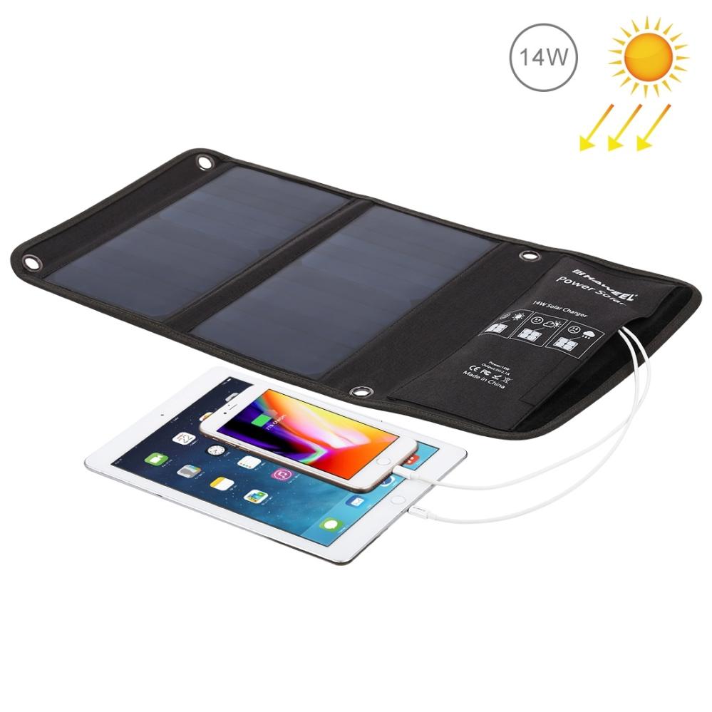 Vikbar Solcellspanel 14 Watt med 2x USB-utgångar - Haweel