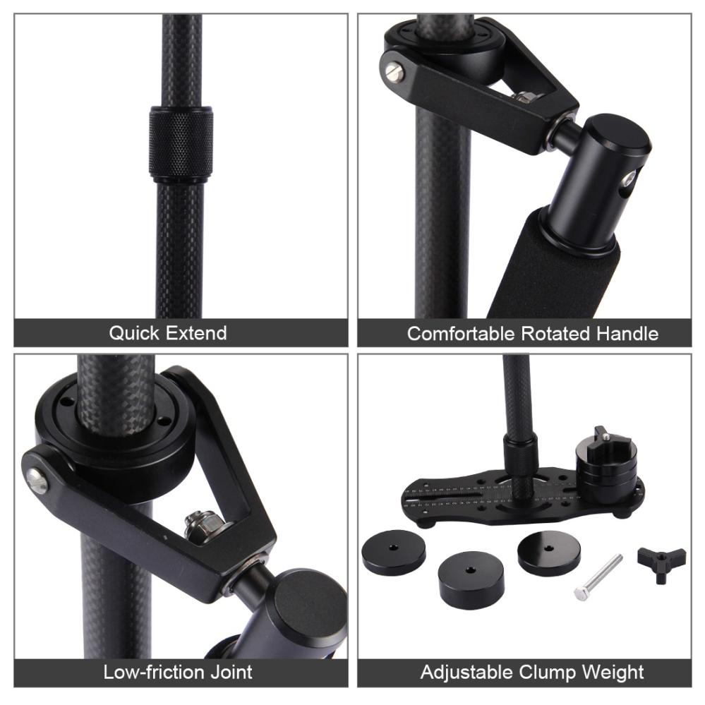  Puluz Handhållen kolfiber stabilisator för DSLR/DV-kameror (38.5-61cm)