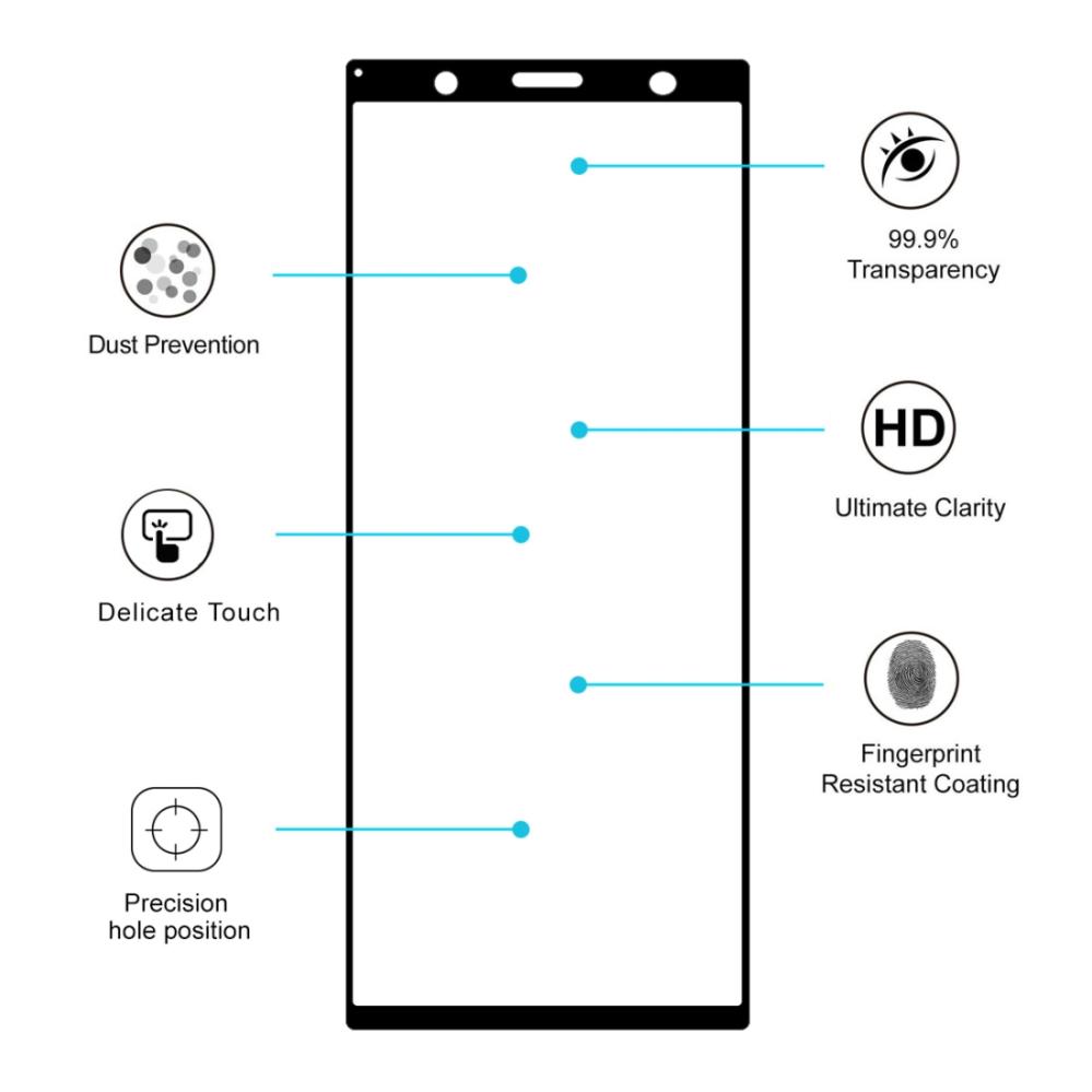 Skärmskydd för Sony Xperia 5 med Svart ram av härdat glas