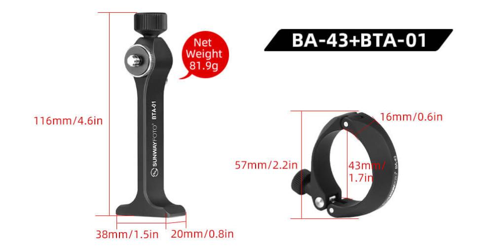  Sunwayfoto BA-43 Mobilhållare för kikare magnetisk modell med adapterring från Kamda – snabb leverans och trygg e-handel