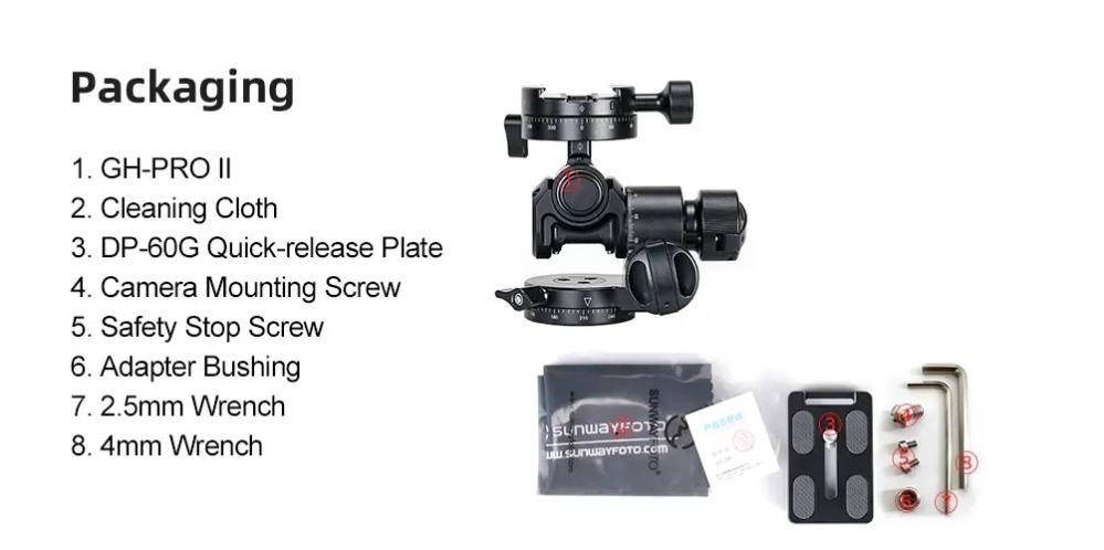  Sunwayfoto Geared Head GH-PRO II - Växelhuvud för exakt justering