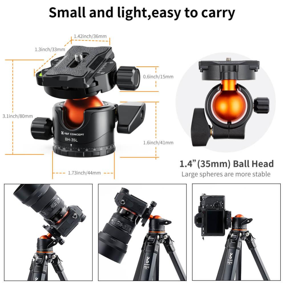 K&F Concept KF-35 Kulled med panoramaindexering för kamerastativ