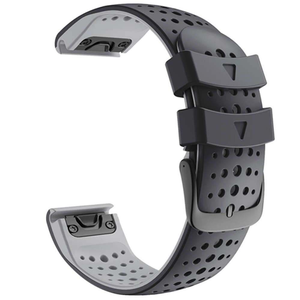 Silikonarmband Svart & Grå för Garmin Fenix 5/5Pro/6/6Pro