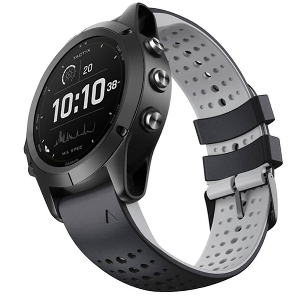 Silikonarmband Svart & Grå för Garmin Fenix 5/5Pro/6/6Pro