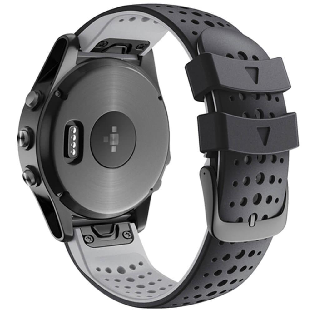 Silikonarmband Svart & Grå för Garmin Fenix 5/5Pro/6/6Pro