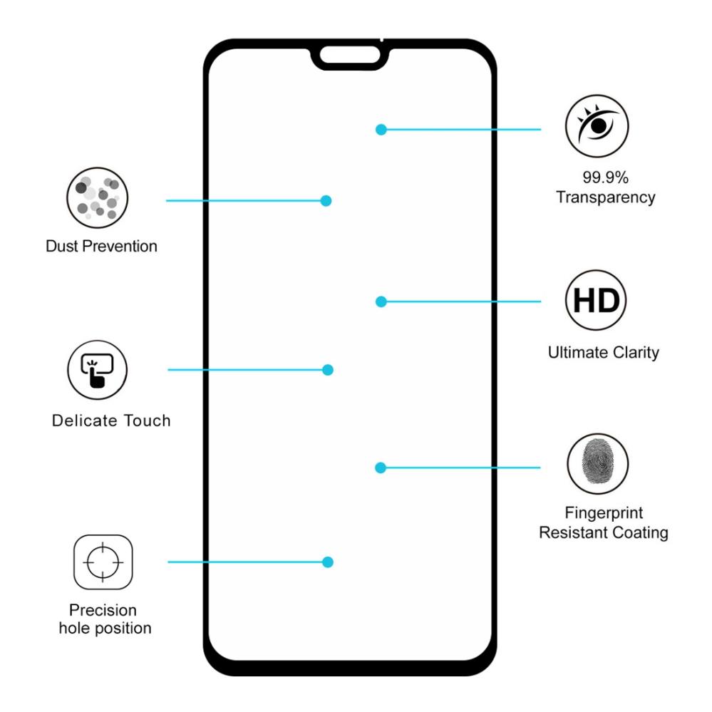 Skärmskydd med Svart ram för Huawei Honor 8x av härdat glas