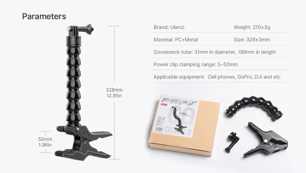 Ulanzi Go-Quick II Magnetic Quick Release Clamp för actionkameror