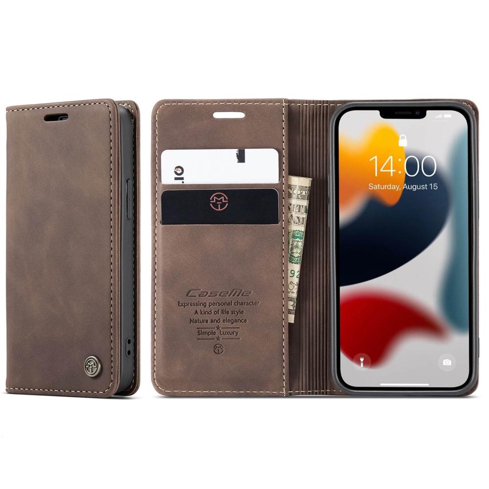  CaseMe Plånboksfodral med kortplats för iPhone 13 Mini Brun från Kamda – snabb leverans och trygg e-handel