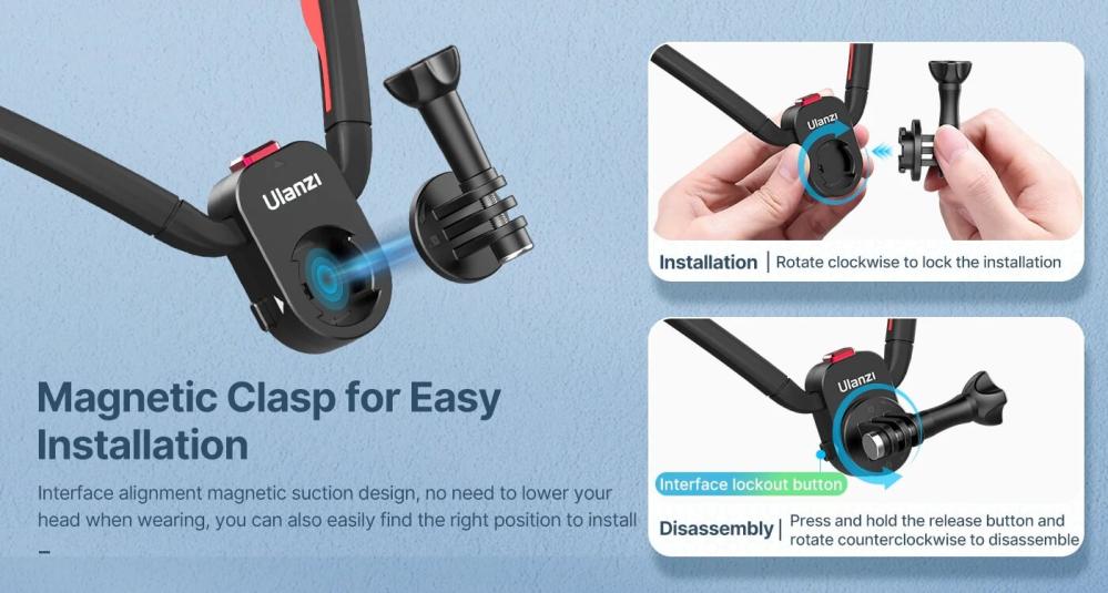 Ulanzi Go-Quick II Nackhållare för actionkameror med magnetisk GoPro-fäste från Kamda – snabb leverans och trygg e-handel