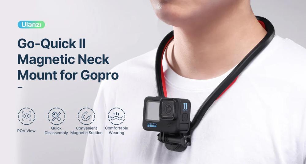 Ulanzi Go-Quick II Nackhållare för actionkameror med magnetisk GoPro-fäste från Kamda – snabb leverans och trygg e-handel