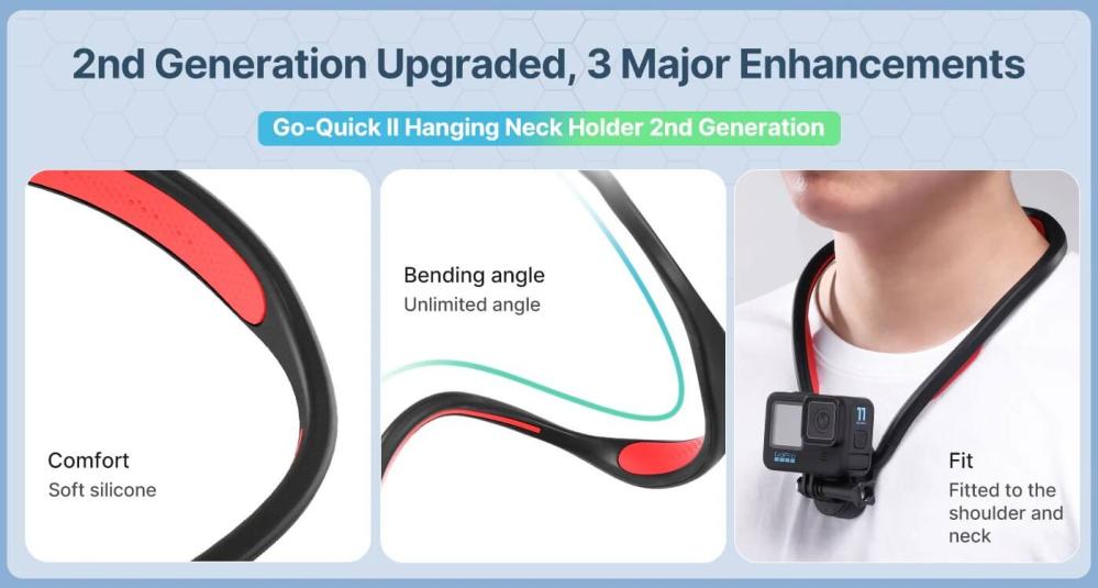Ulanzi Go-Quick II Nackhållare för actionkameror med magnetisk GoPro-fäste från Kamda – snabb leverans och trygg e-handel