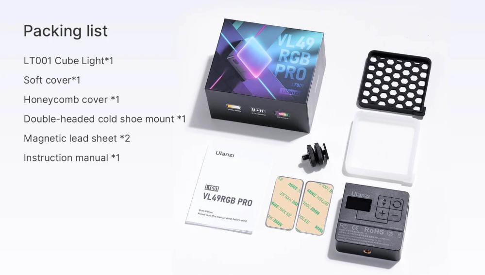  Ulanzi VL49 RGB PRO LED-panel Mini för Foto/Video 2500mAh batteri från Kamda – snabb leverans och trygg e-handel