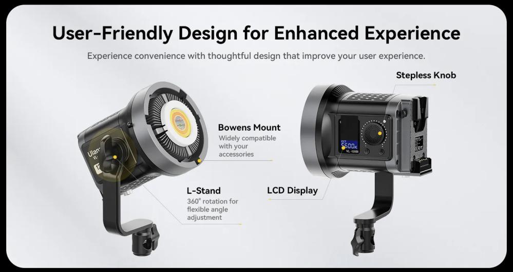  Ulanzi VL-120BI Videobelysning 120W V-Mount med nätadapter från Kamda – snabb leverans och trygg e-handel