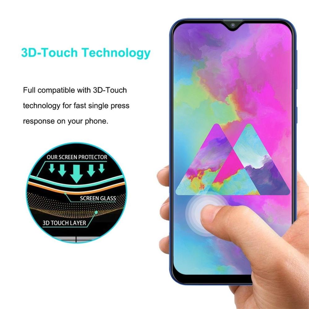 Displayskydd med svart ram för Galaxy M10 av härdat glas