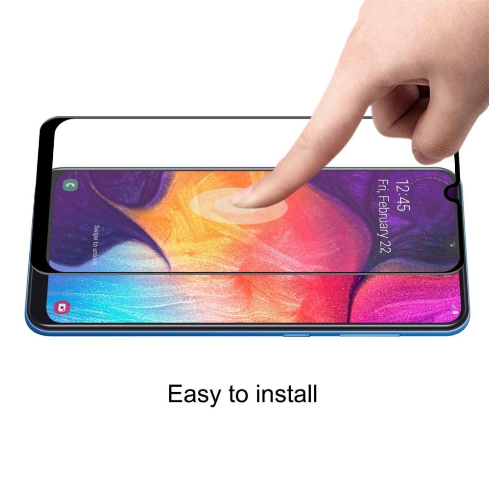 Skärmskydd med Svart ram för Galaxy A30/A50 av härdat glas