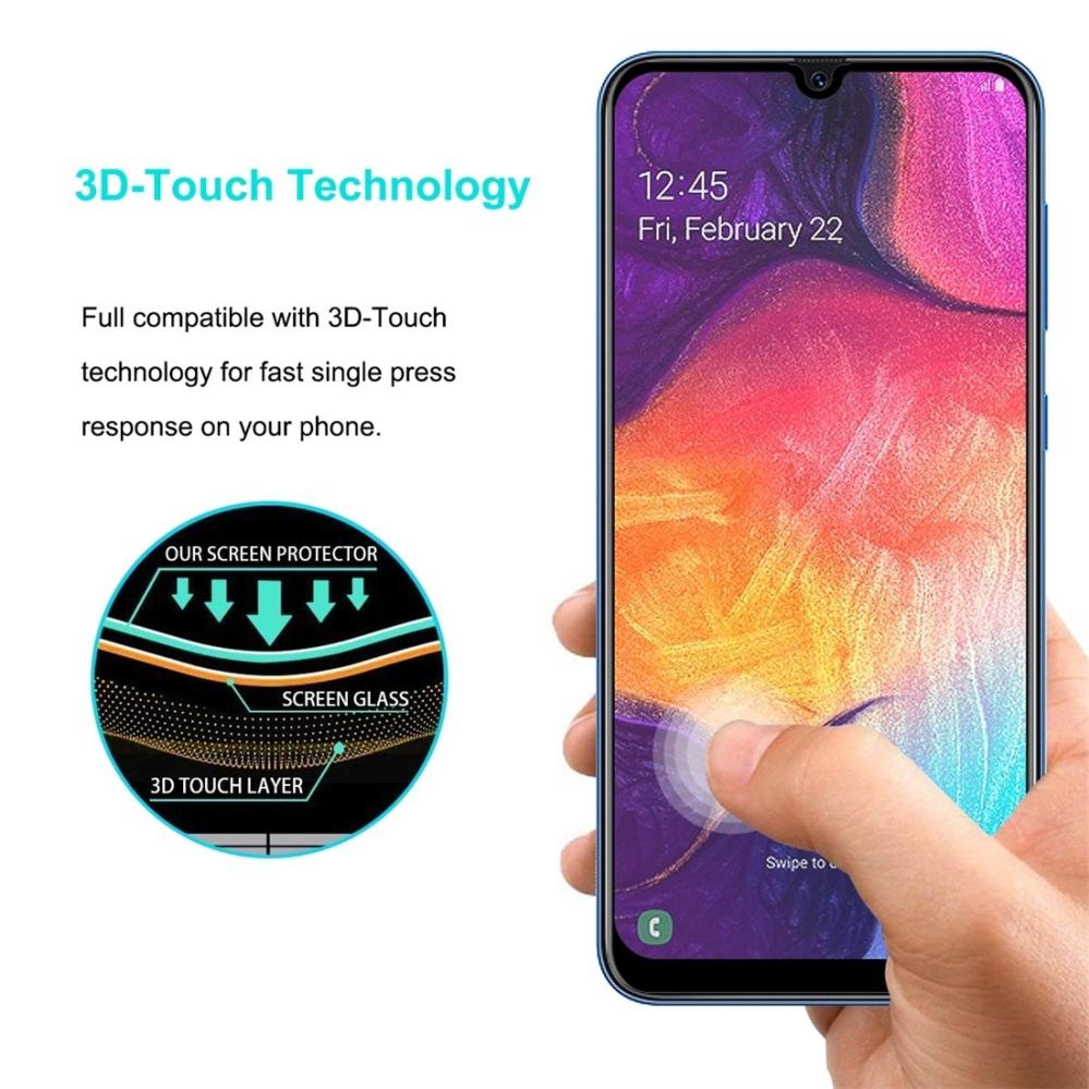 Skärmskydd med Svart ram för Galaxy A30/A50 av härdat glas