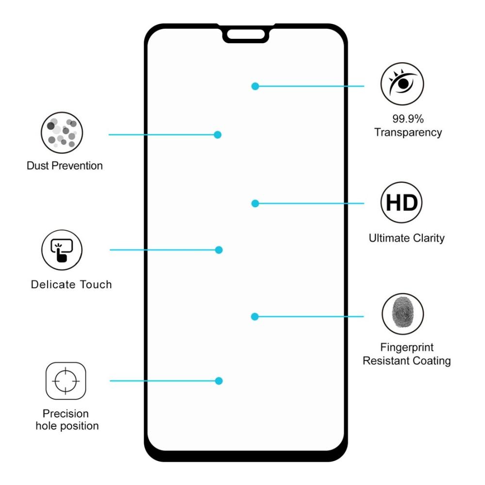 Enkay Heltäckande 2.5D Skärmskydd 9H för Huawei Y9(2019)- Svart ram