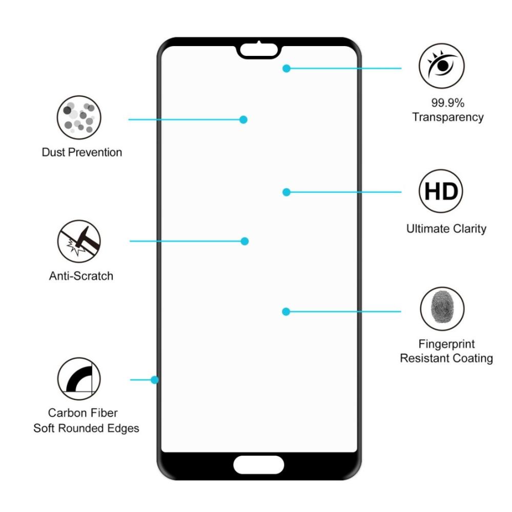 Skärmskydd med Svart ram för Huawei P20 av härdat glas