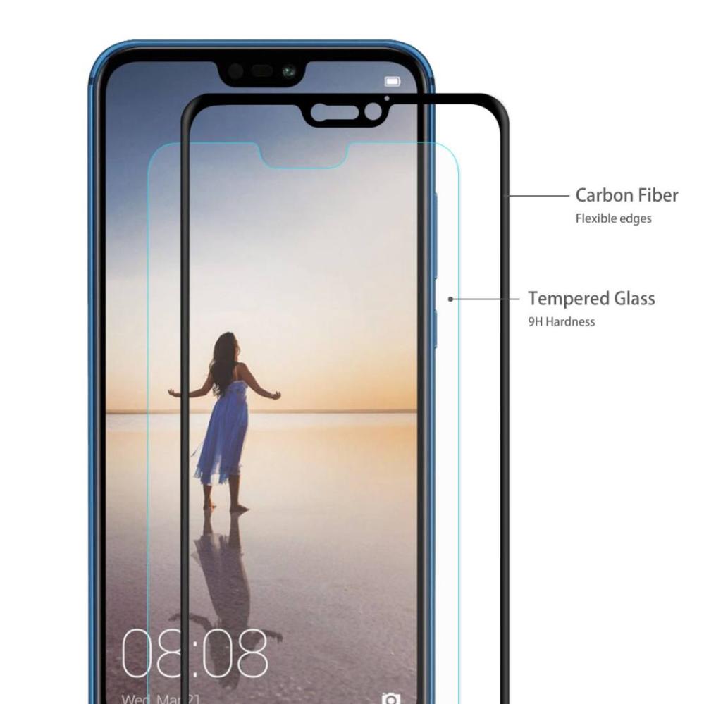 Skärmskydd med Svart ram för Huawei P20 Lite av härdat glas