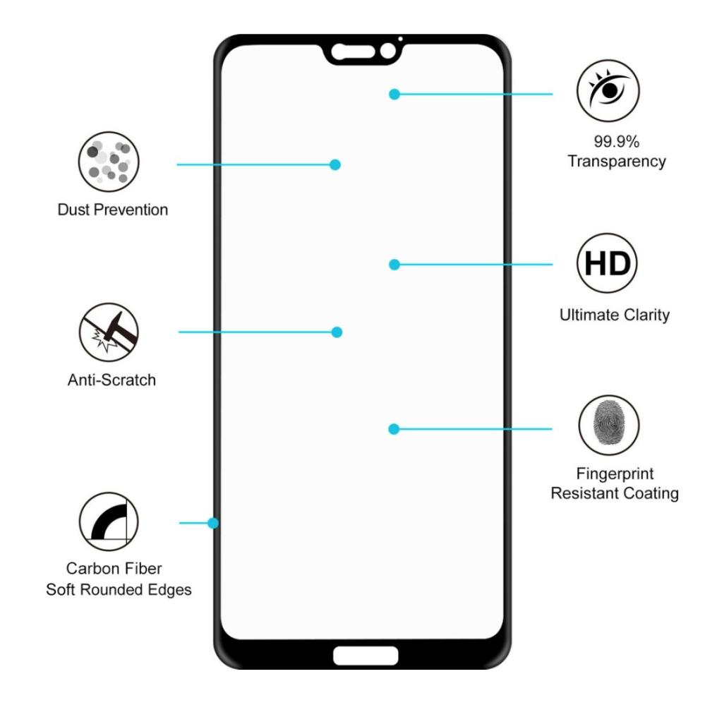 Skärmskydd med Svart ram för Huawei P20 Lite av härdat glas