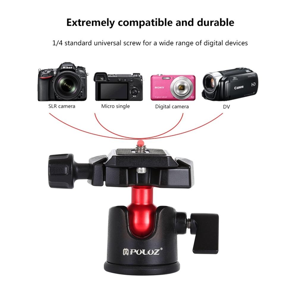 Puluz Roterbart kulledshuvud 360 grader med snabbplatta för DSLR