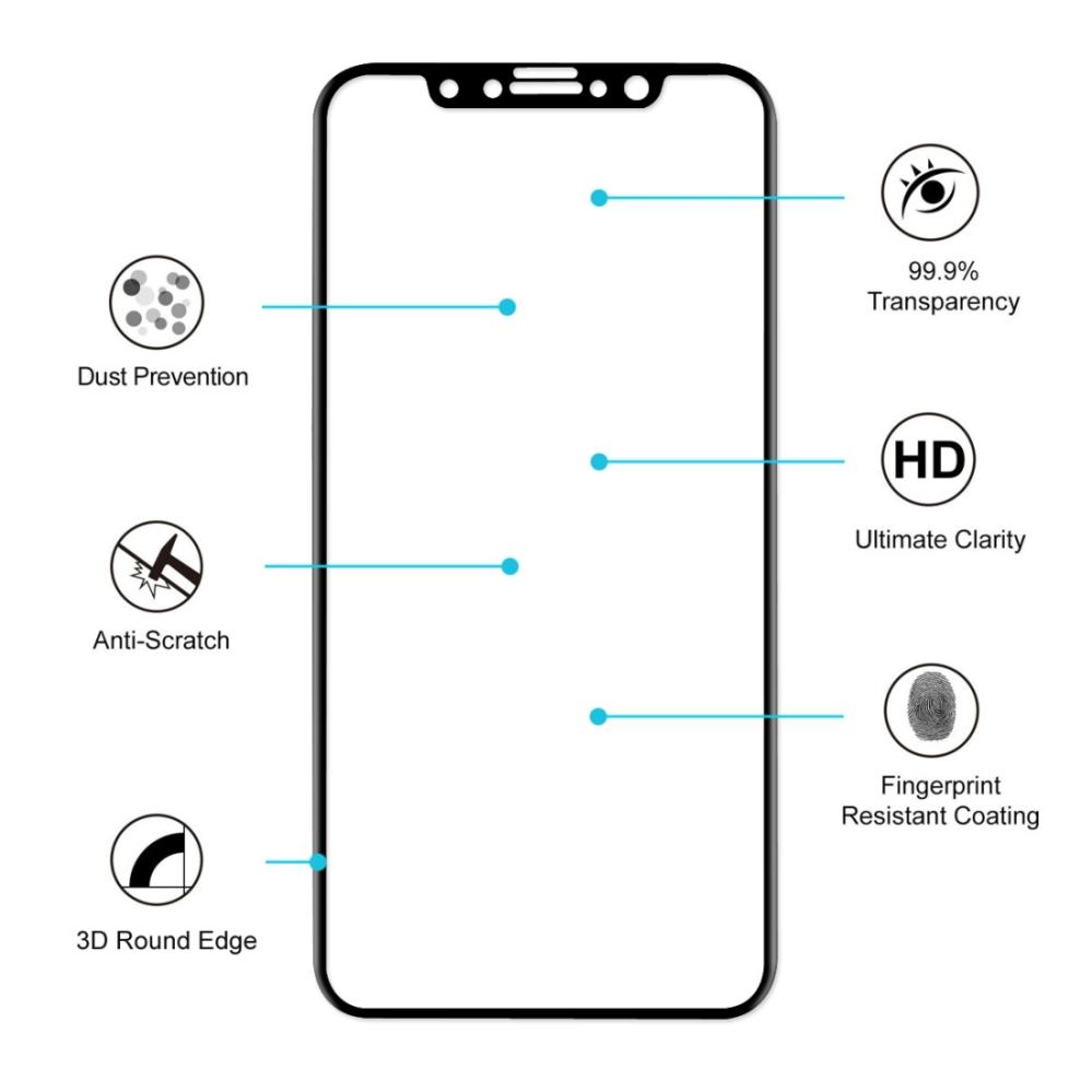  Skärmskydd med svart ram för iPhone X av härdat glas