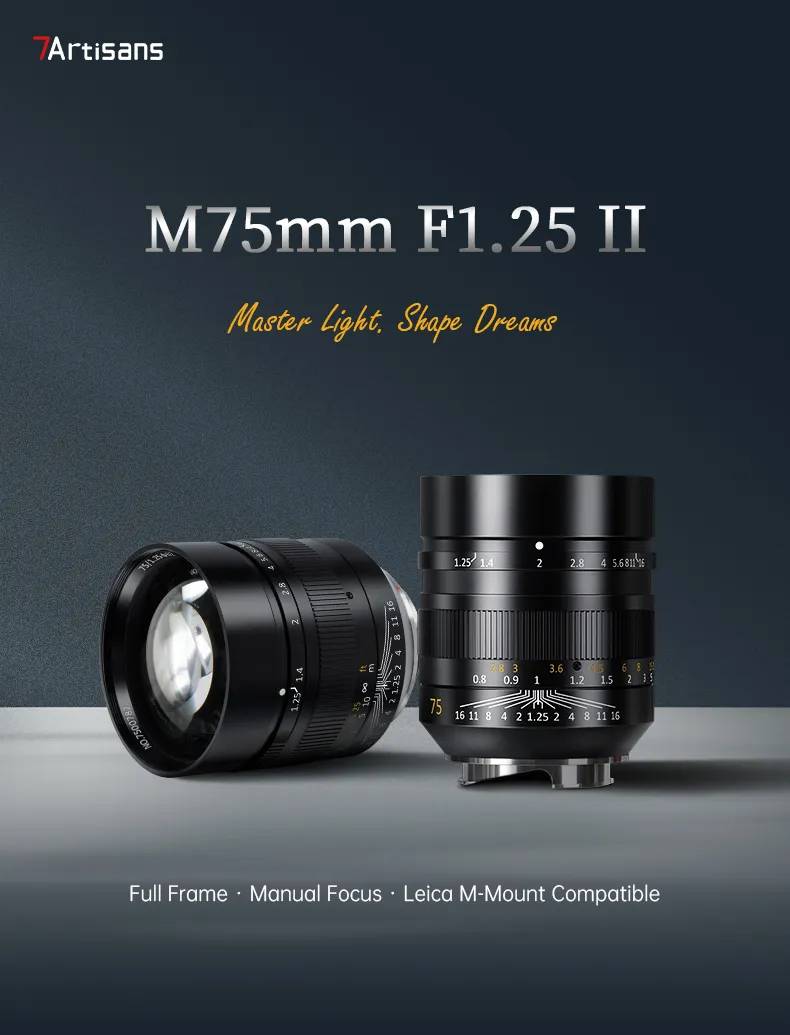  7Artisans 75mm f/1,25 II för Leica M från Kamda – snabb leverans och trygg e-handel