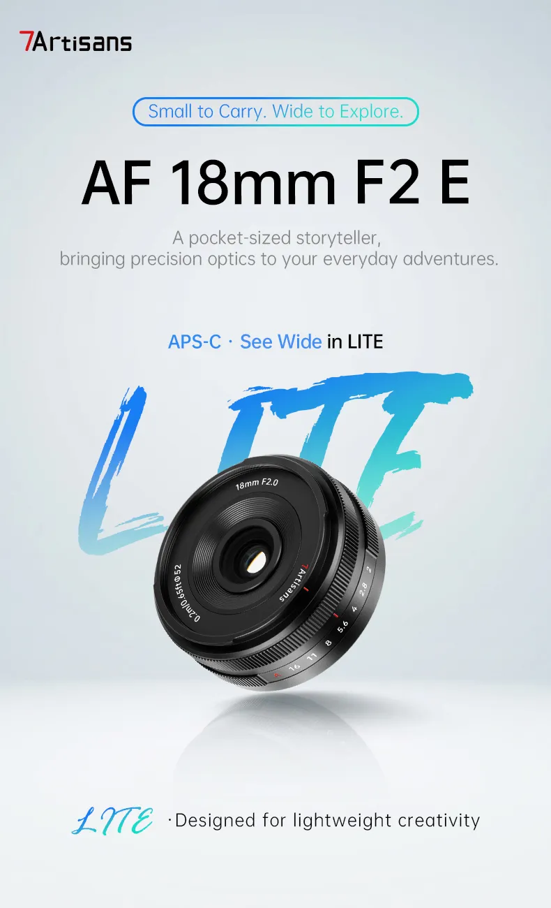  7Artisans AF 18mm f/2 Lite för Sony E (APS-C) från Kamda – snabb leverans och trygg e-handel