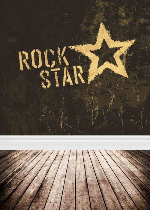  Vinylbakgrund 1.5x3m - Trgolv & Rock star stjrna