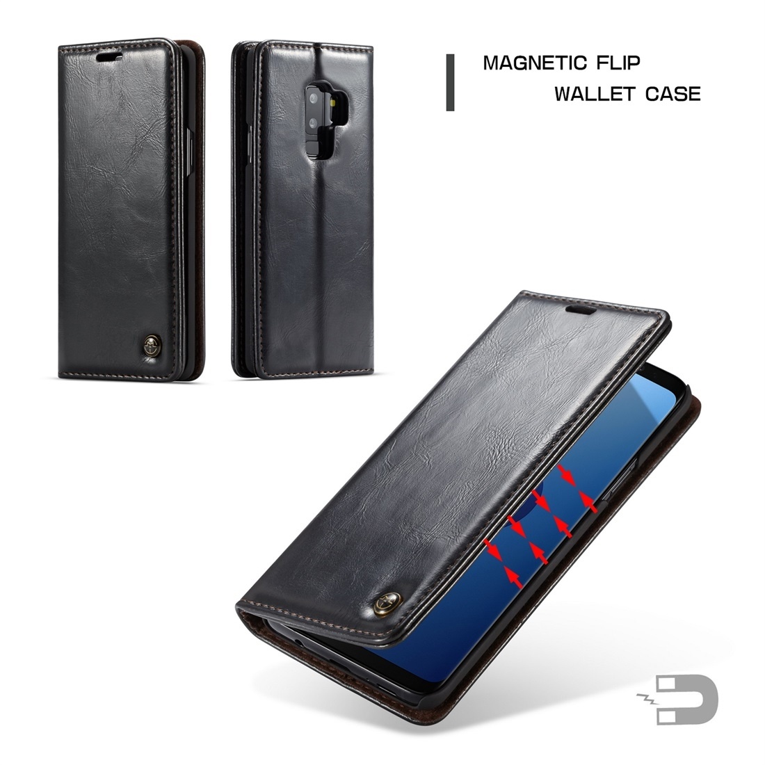 Caseme för Galaxy S9 Plus - Flipfodral med kortplats