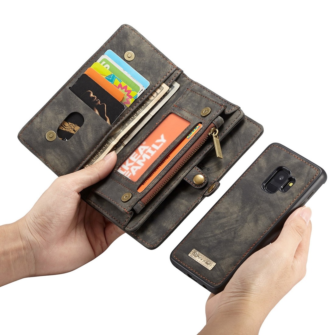 CaseMe för Galaxy S9 Plus - Plånboksfodral med magnetskal