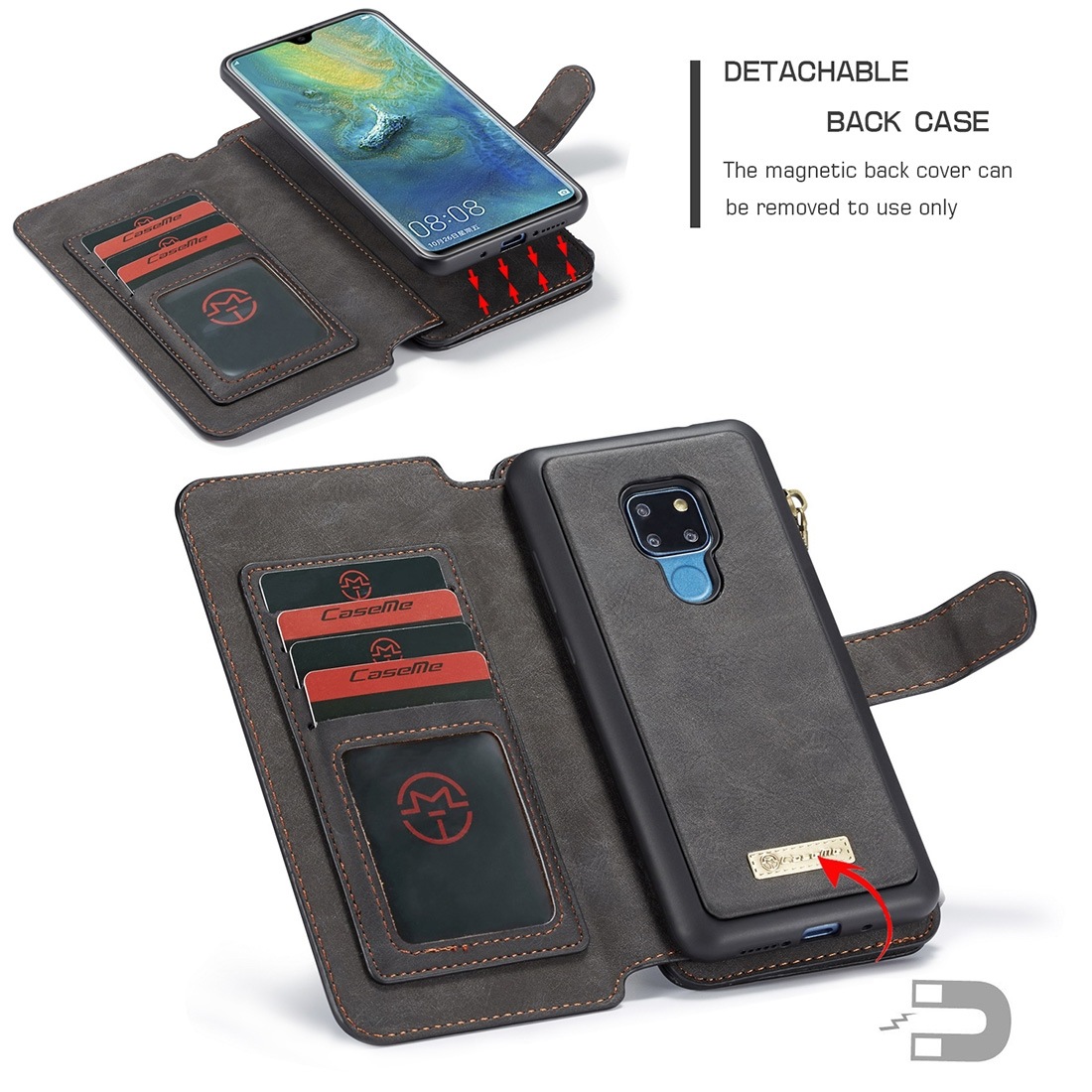 Plånboksfodral med magnetskal för Huawei Mate 20 - CaseMe