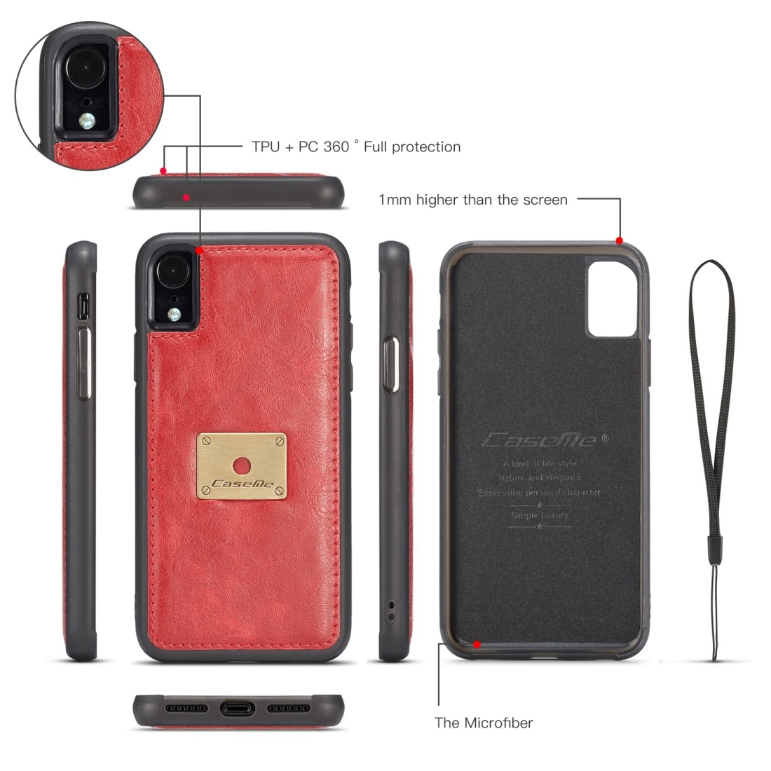 CaseMe för iPhone XR - Plånboksfodral med skal