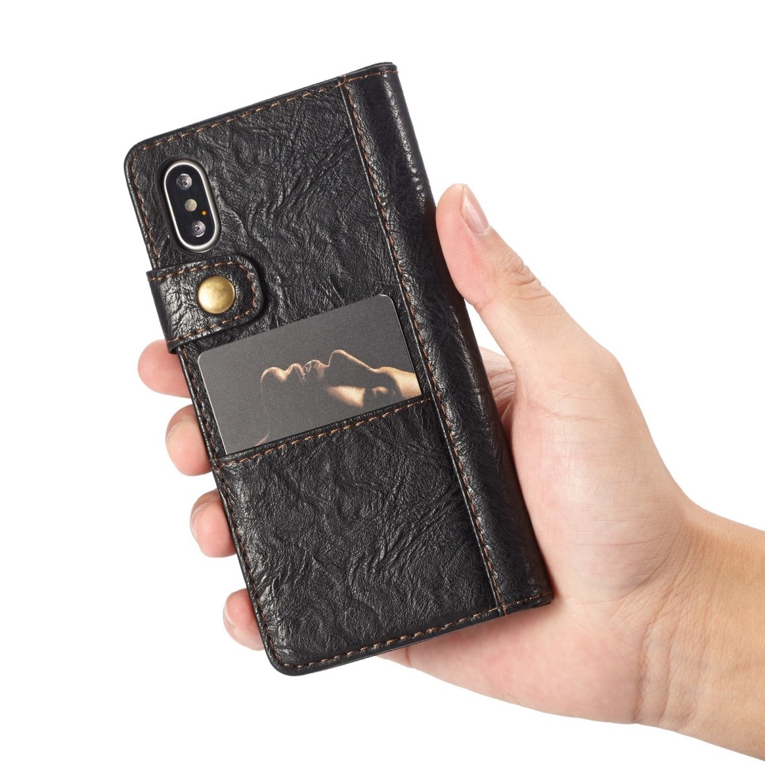 CaseMe för iPhone X/Xs - Flipfodral med yttre fack