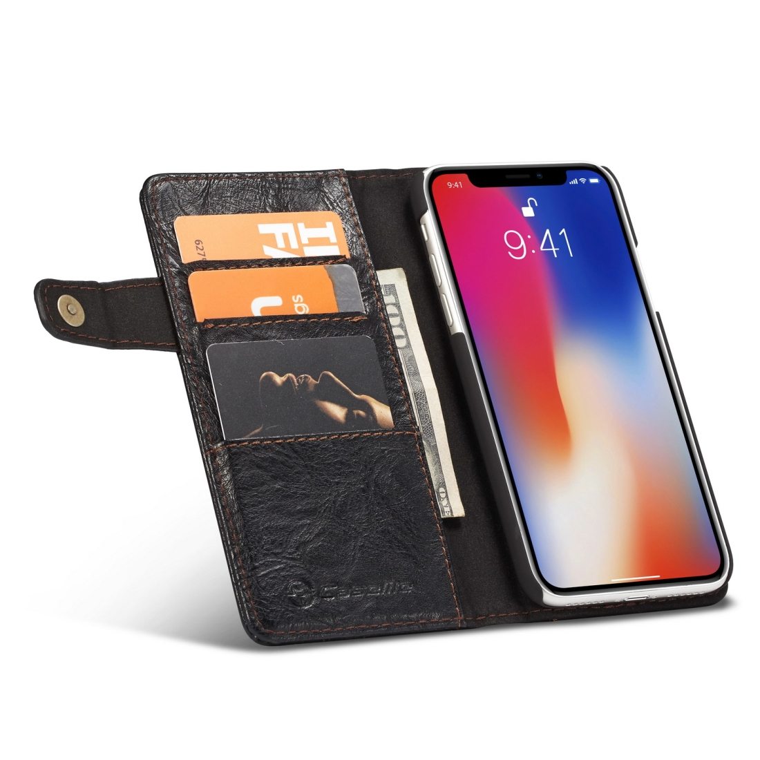 CaseMe för iPhone X/Xs - Flipfodral med yttre fack