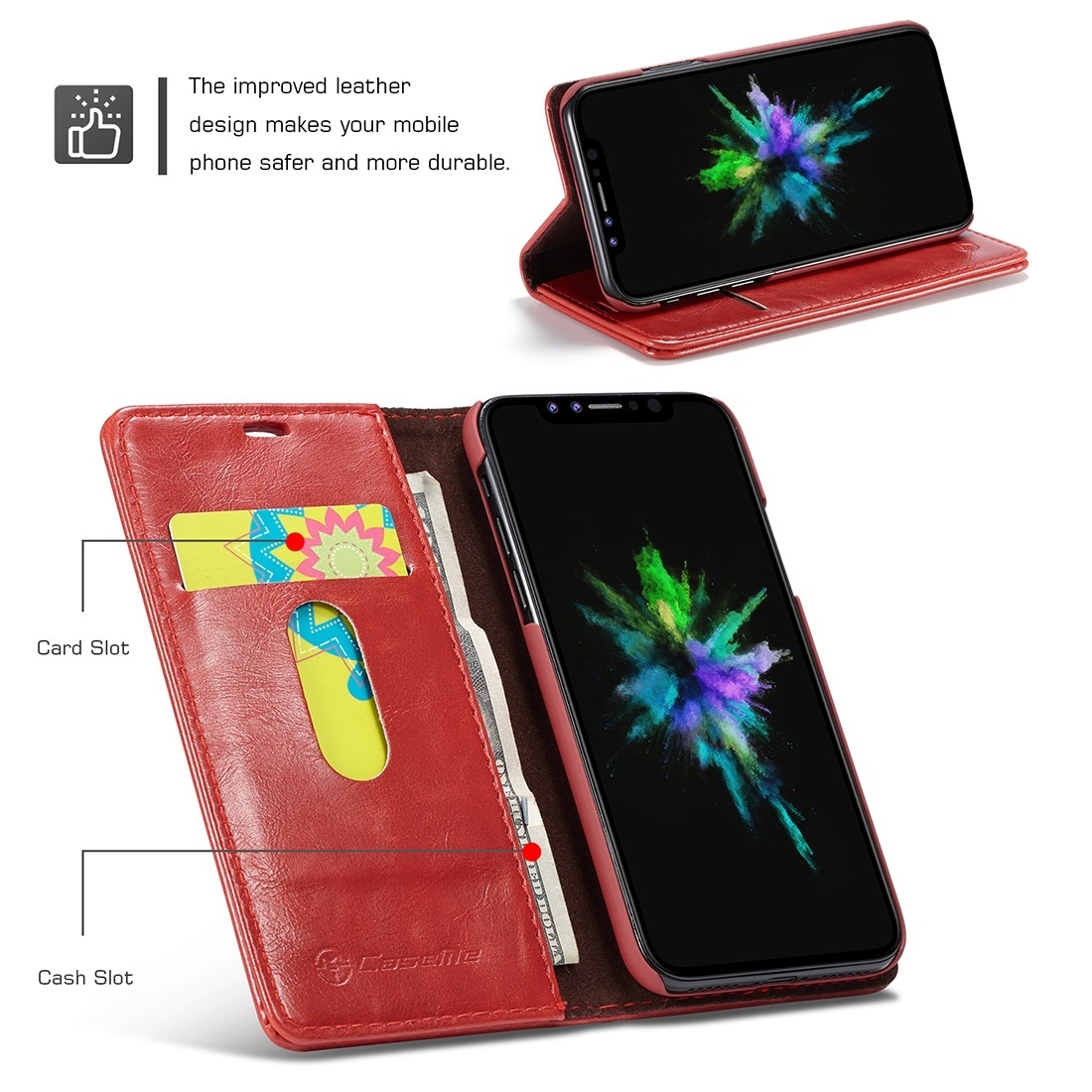 Caseme för iPhone X - Flipfodral med kortplats