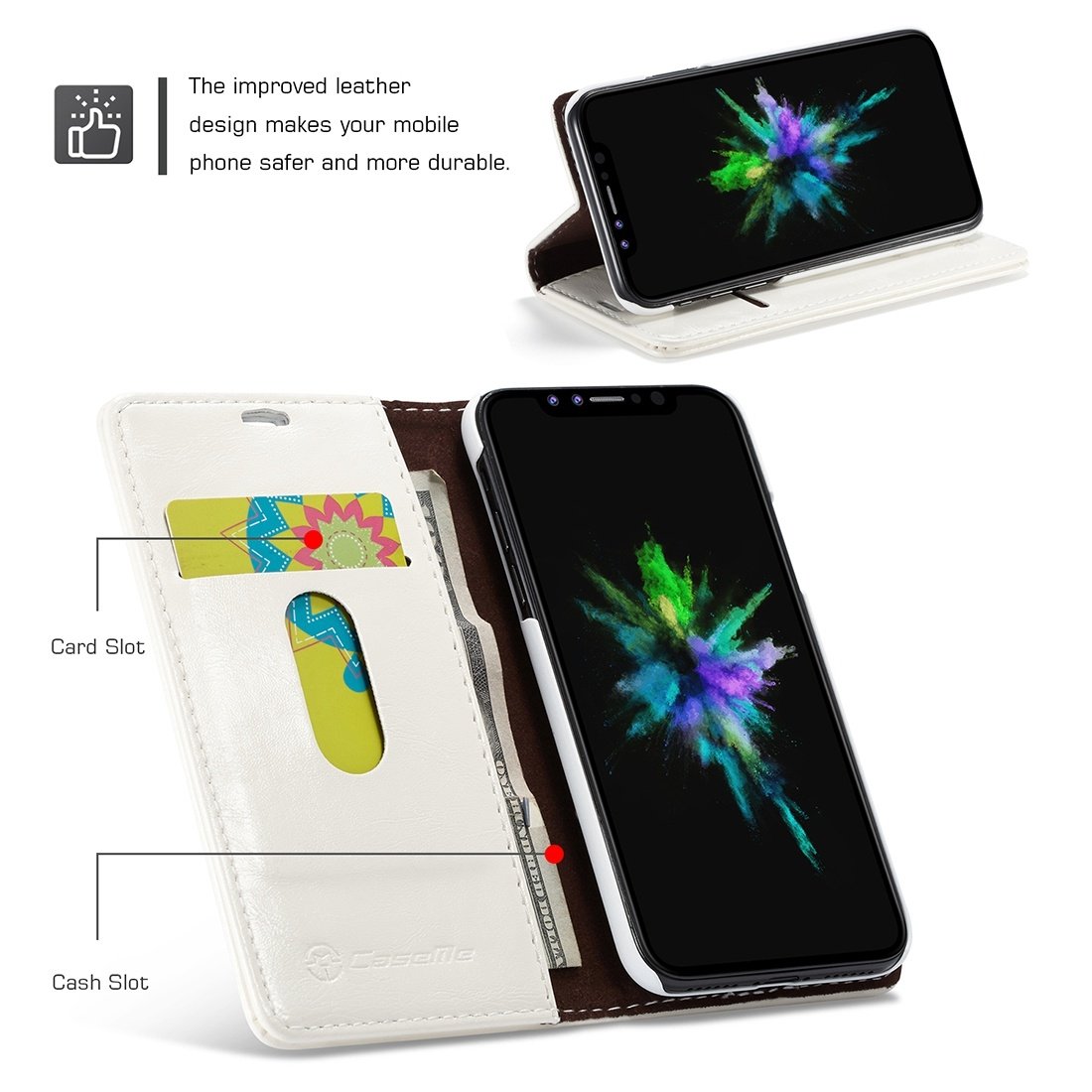 Caseme för iPhone X - Flipfodral med kortplats