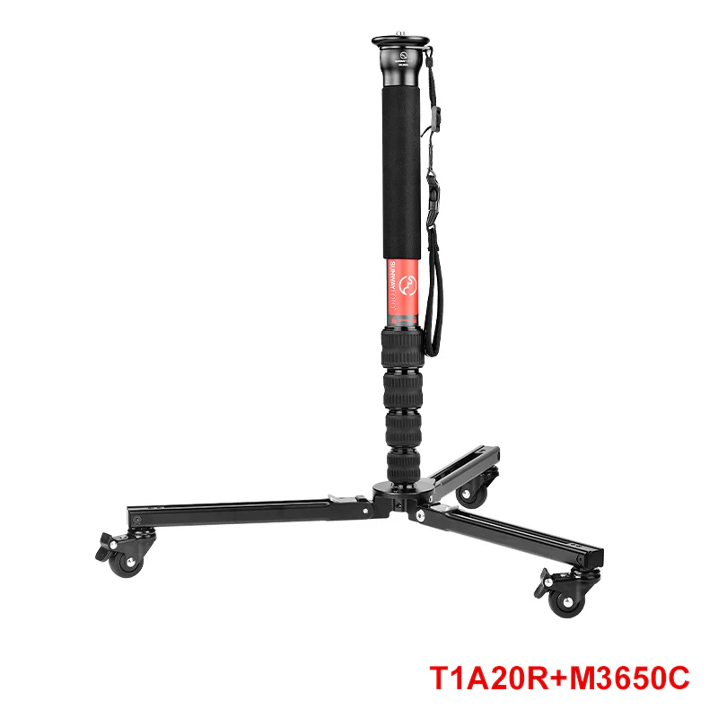 Sunwayfoto T1A20R Dolly – Hjulförsedd plattform för Monopod, 50 kg kapacitet